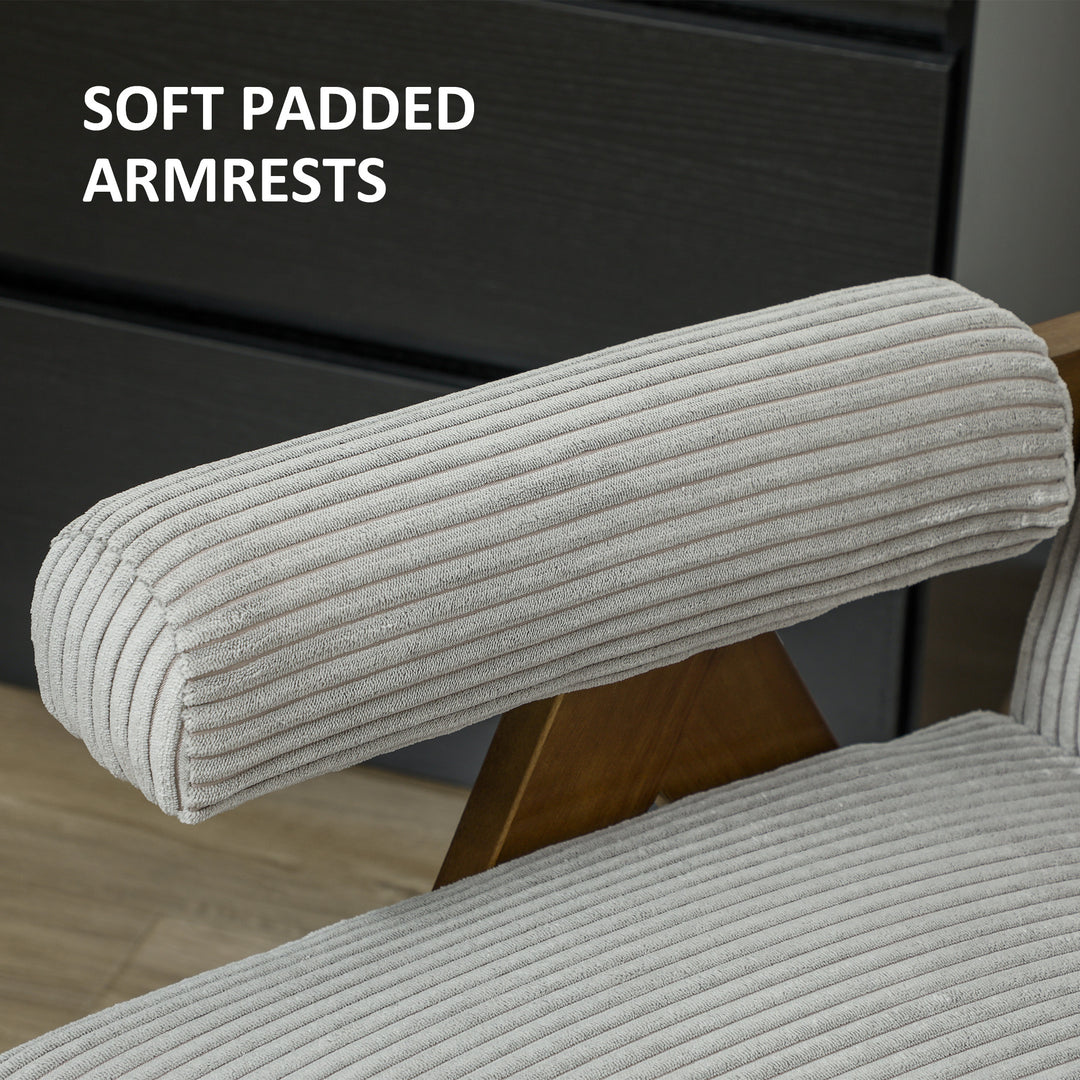 HOMCOM Corduroy Accent Chair Armchair with Wide Seat and Soft Padded Armrests for Reading, Bedroom, Dark Grey