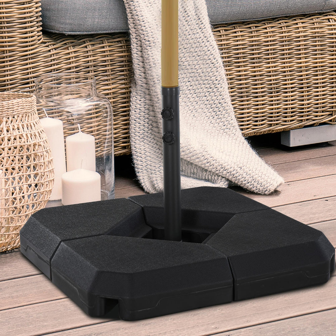 Outsunny Umbrella Stand Fitting 2" Poles and Steel Base with 4 Fillable Plastic Weights, 158lbs Sand or 132lbs Water Filled, Black