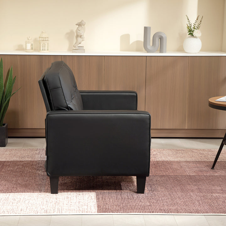 HOMCOM 51" PU Leather Loveseat, Upholstered Double Sofa Couch with Armrests, Tufted Backrest, Pocket Spring and Sponge Padded Cushion for Living Room, Bedroom, Home Office, Brown