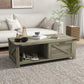 HOMCOM Industrial Coffee Table Side End Table with Drawer, Open Storage Shelf, Modern Farmhouse Furniture, for Living Room, Dining Room, Office, White Oak