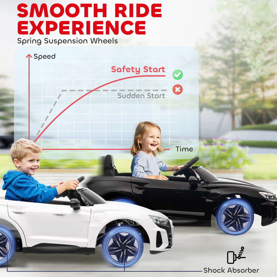 Aosom Ride-On Toy On Car with Remote Control, 12V 3.1 MPH Electric Ride for Kids w/ Suspension System, Horn Honking, White