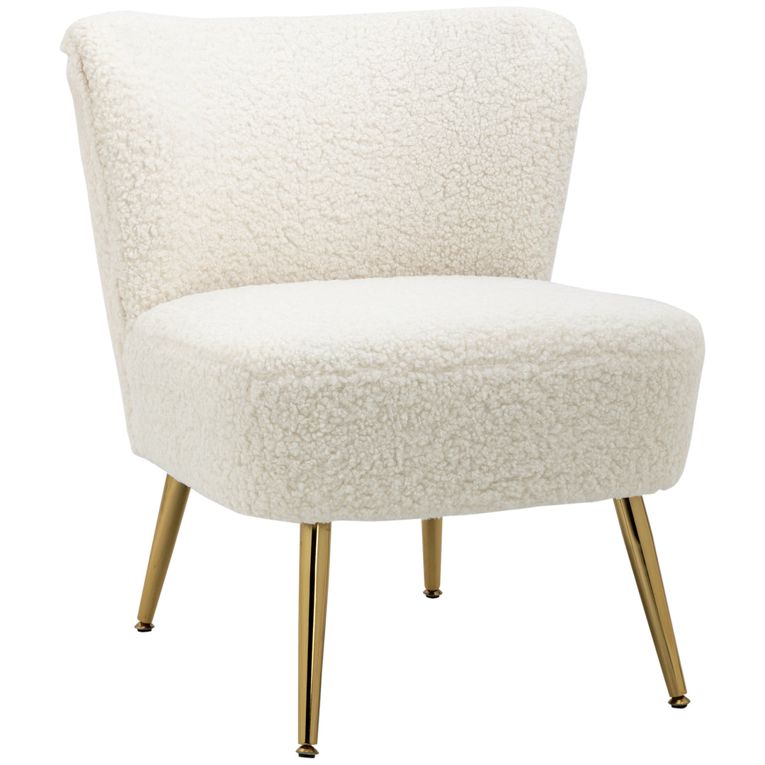 HOMCOM Lounge Chair for Bedroom Living Room Chair with Soft Upholstery and Gold Legs Pink