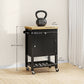 HOMCOM Kitchen Island on Wheels, Rolling Kitchen Cart with Wood Top, Towel Rack, Drawer and Shelf for Dining Area, Black