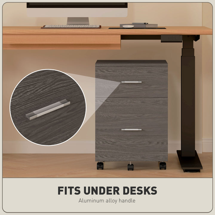 Vinsetto Mobile Filing Cabinet, Vertical File Cabinet with 2 Drawers, Wheels, for Letter or A4 File, Natural