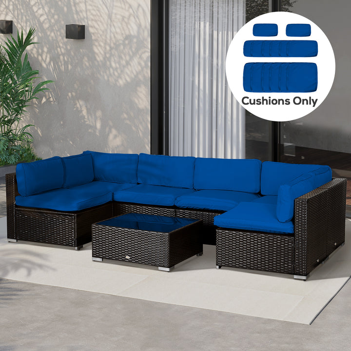 Outsunny Outdoor 14pc Patio Rattan Sofa Set Cushion Polyester Cover Replacement Set - No Cushion Included Navy Blue