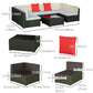 Outsunny 7pcs Garden Wicker Sectional Set w/ Tea Table Patio Rattan Lounge Sofa with Cushion for Outdoor Deck Orange