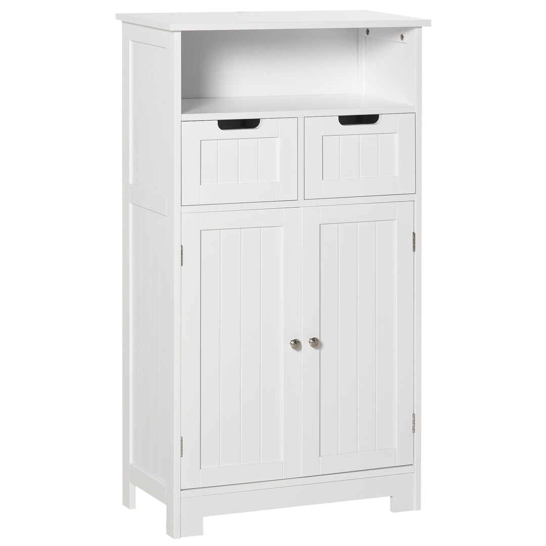 kleankin Freestanding Bathroom Cabinet with Adjustable Shelf and Drawers, Small Cabinet for Bathroom, Living Room, White