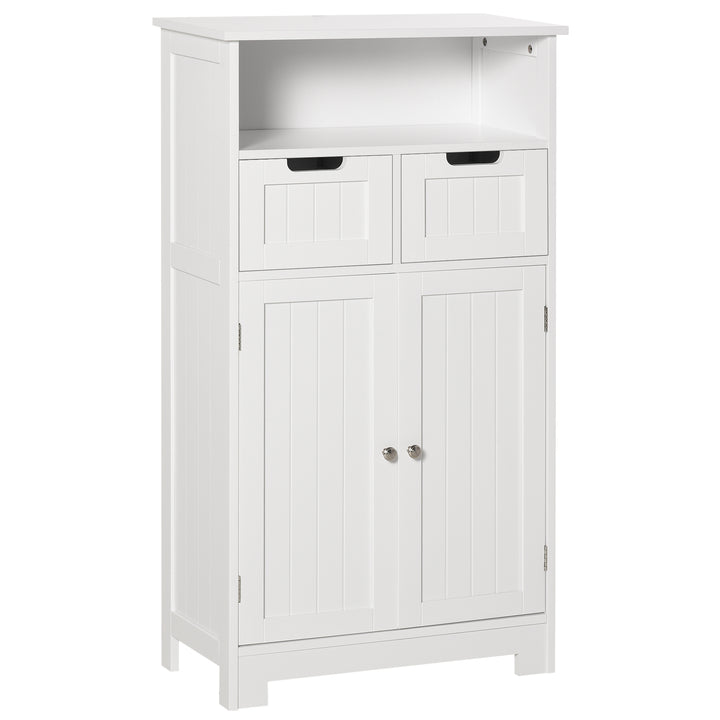 kleankin Freestanding Bathroom Cabinet with Adjustable Shelf and Drawers, Small Cabinet for Bathroom, Living Room, White