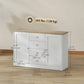 HOMCOM Country Style Sideboard Buffet Cabinet, Coffee Bar Cabinet with Adjustable Shelf, 2 Shaker Doors and 4 Drawers, White