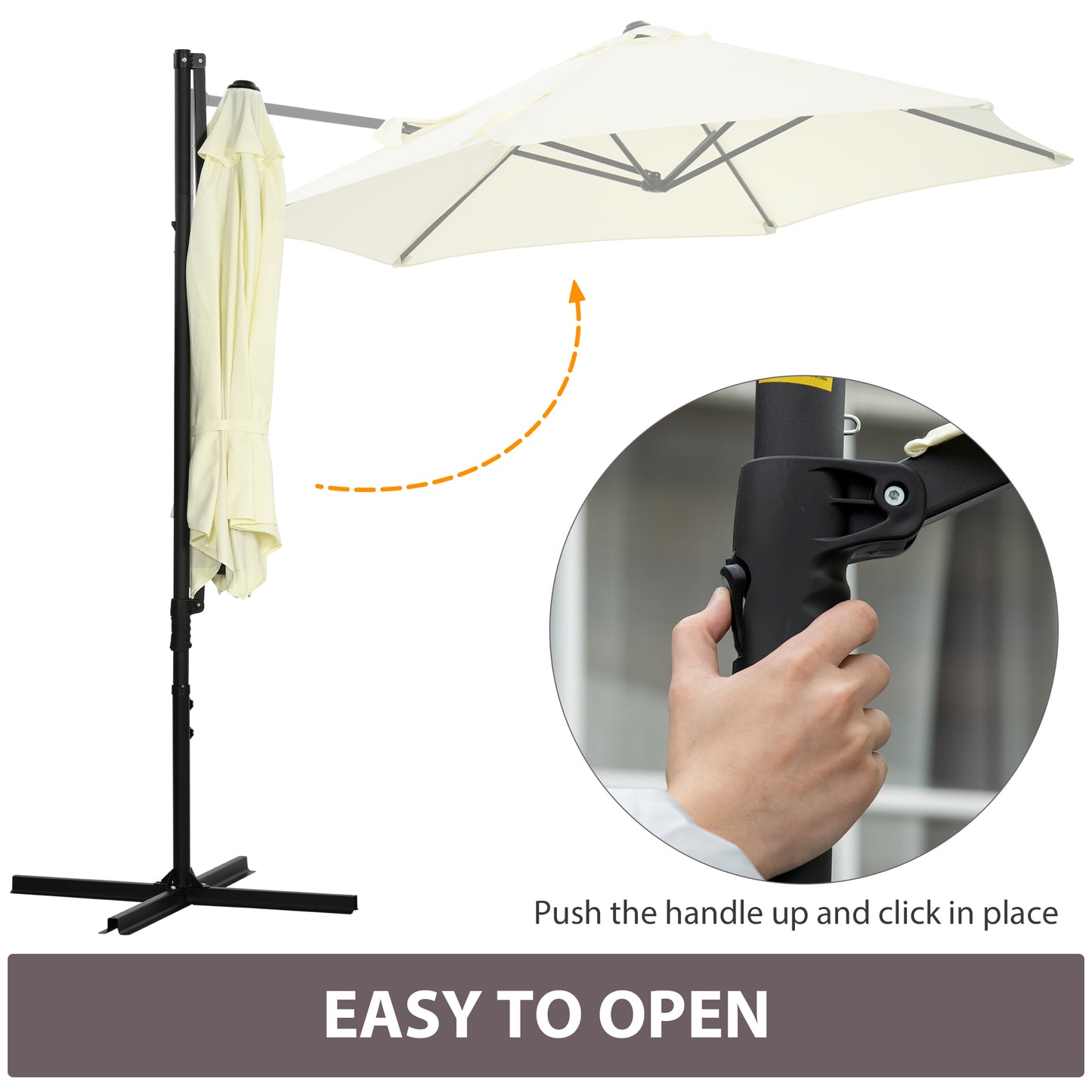 Outsunny 8.5FT Outdoor Cantilever Roma Parasol with 360Â° Rotation and Cross Base, Offset Patio Umbrella for Garden, Dark Grey