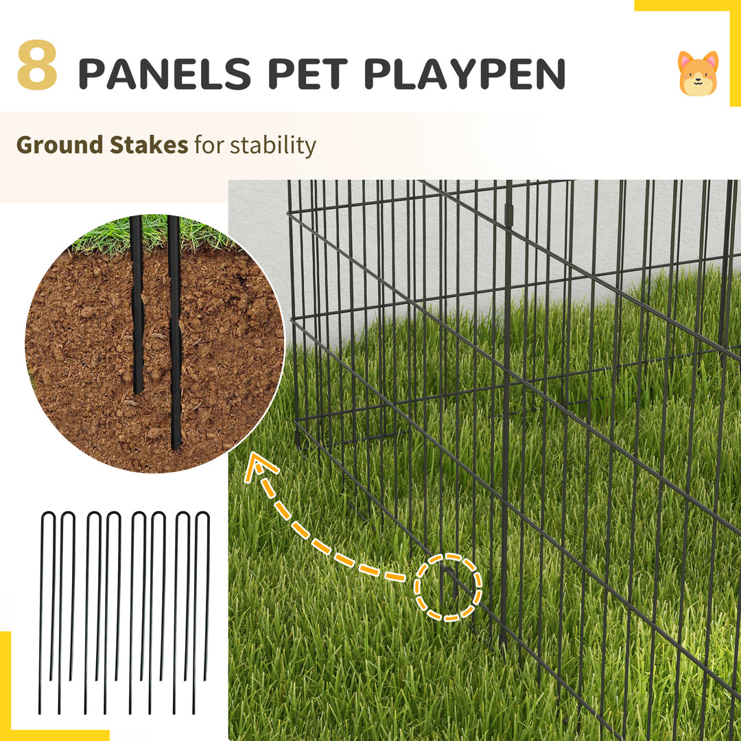 PawHut 30inch Foldable Metal Exercise Pet Playpen Yard Dog Puppy Kennel Cage 8 Panel