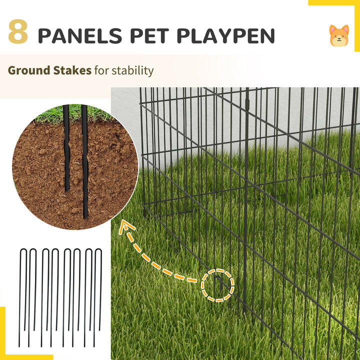 PawHut 30inch Foldable Metal Exercise Pet Playpen Yard Dog Puppy Kennel Cage 8 Panel