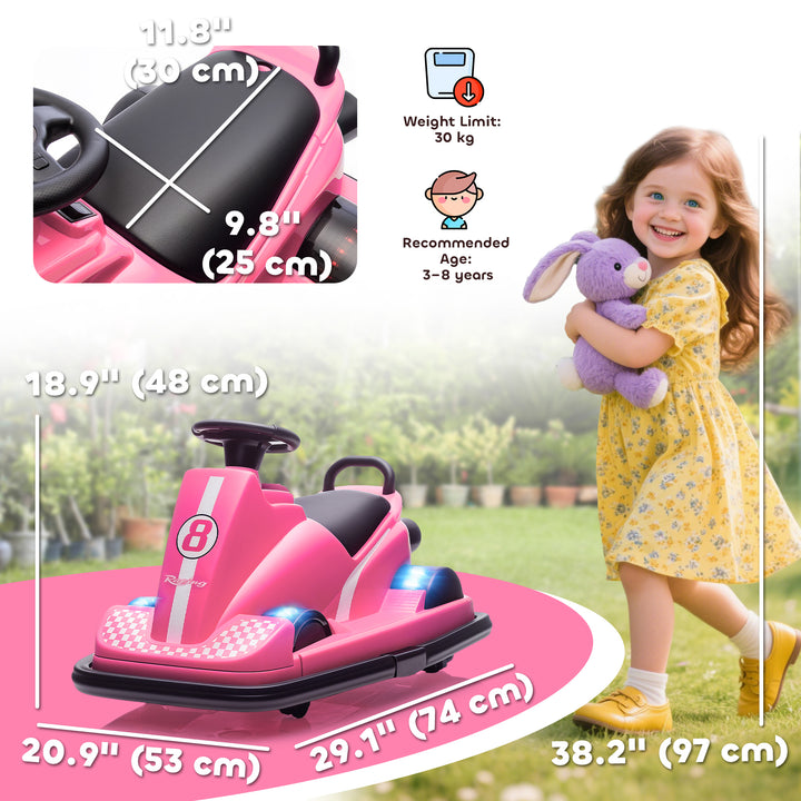 Qaba Bumper Car for Kids, 6V Battery Powered Bumping Car with 360 Degree Spin, Dual Motors, Music, for 3-8 Years, Blue