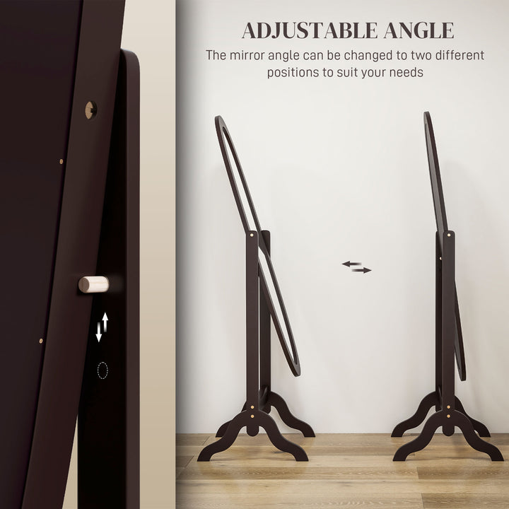 HOMCOM Floor Standing Mirror Full Length Mirror with Adjustable Angle Oval Frame for Dressing Room Bedroom Living Room White