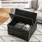 HOMCOM Farmhouse Coffee Table, Square Center Table with Flip-top Lids, Hidden Storage Compartment, Black