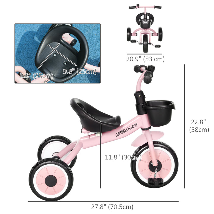 Qaba Tricycle for Toddler 2-5 Year Old Girls and Boys, Toddler Bike with Adjustable Seat, Basket, Bell, White