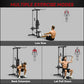 Soozier Lat Pull Down Machine, High / Low Pulley Machine with Adjustable Seat and Flip-Up Footplate, Red