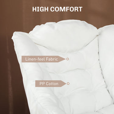 HOMCOM Modern Accent Chair, Armchair with Side Pockets and Solid Steel Legs, Comfy Reading Chair for Living Room, Cream White