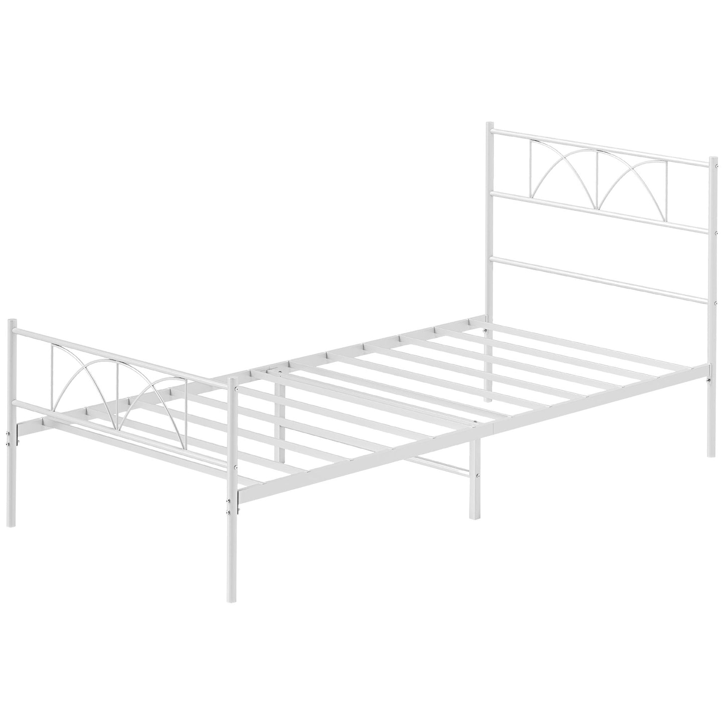 HOMCOM Metal Full Platform Bed Frame with Headboard, Steel Slat Support, Underbed Storage, No Box Spring Needed, Easy Assembly