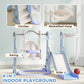 Qaba 8 in 1 Slide and Swing Set, Baby Swing Set with Basketball Hoop, Climber, Steering Wheel, for Aged 1-3 Years, Yellow