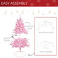 HOMCOM 5FT Artificial Christmas Tree Holiday Xmas Tree Decoration with Automatic Open for Home Party, Pink