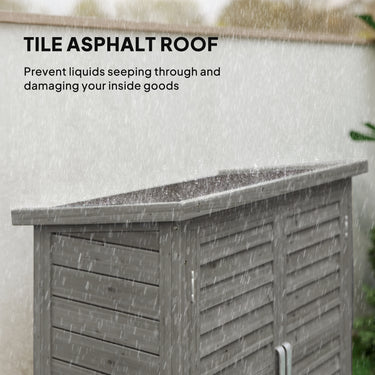 Outsunny Wooden Garden Storage Shed Kit Wood Garage Tool Organisation Cabinet with 2 Door , 34" x 18" x 38", Grey