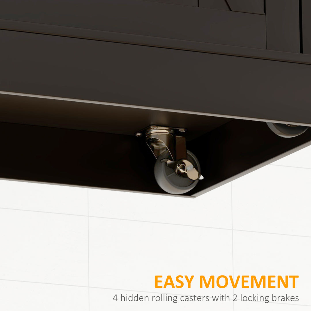 HOMCOM Rolling Kitchen Island with Drop Leaf Wood Breakfast Bar, Farmhouse Kitchen Cart with 2 Drawers, Adjustable Shelves for Dining Room (White)