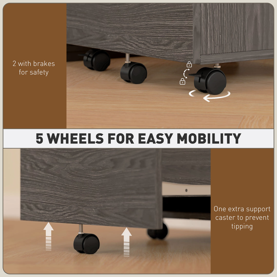 Vinsetto Mobile Filing Cabinet, Vertical File Cabinet with 2 Drawers, Wheels, for Letter or A4 File, Natural