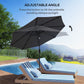 Outsunny 8.8 ft Solar Powered Outdoor Patio Umbrella Round Market Table Umbrella with Adjustable LED Lights Tilt Crank Dark Grey