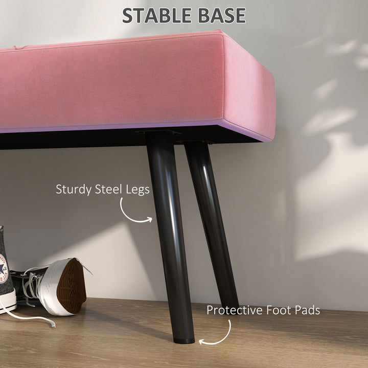 HOMCOM 39 Inches Upholstered Bedroom Bench, Modern End of Bed Bench with Steel Legs, Green