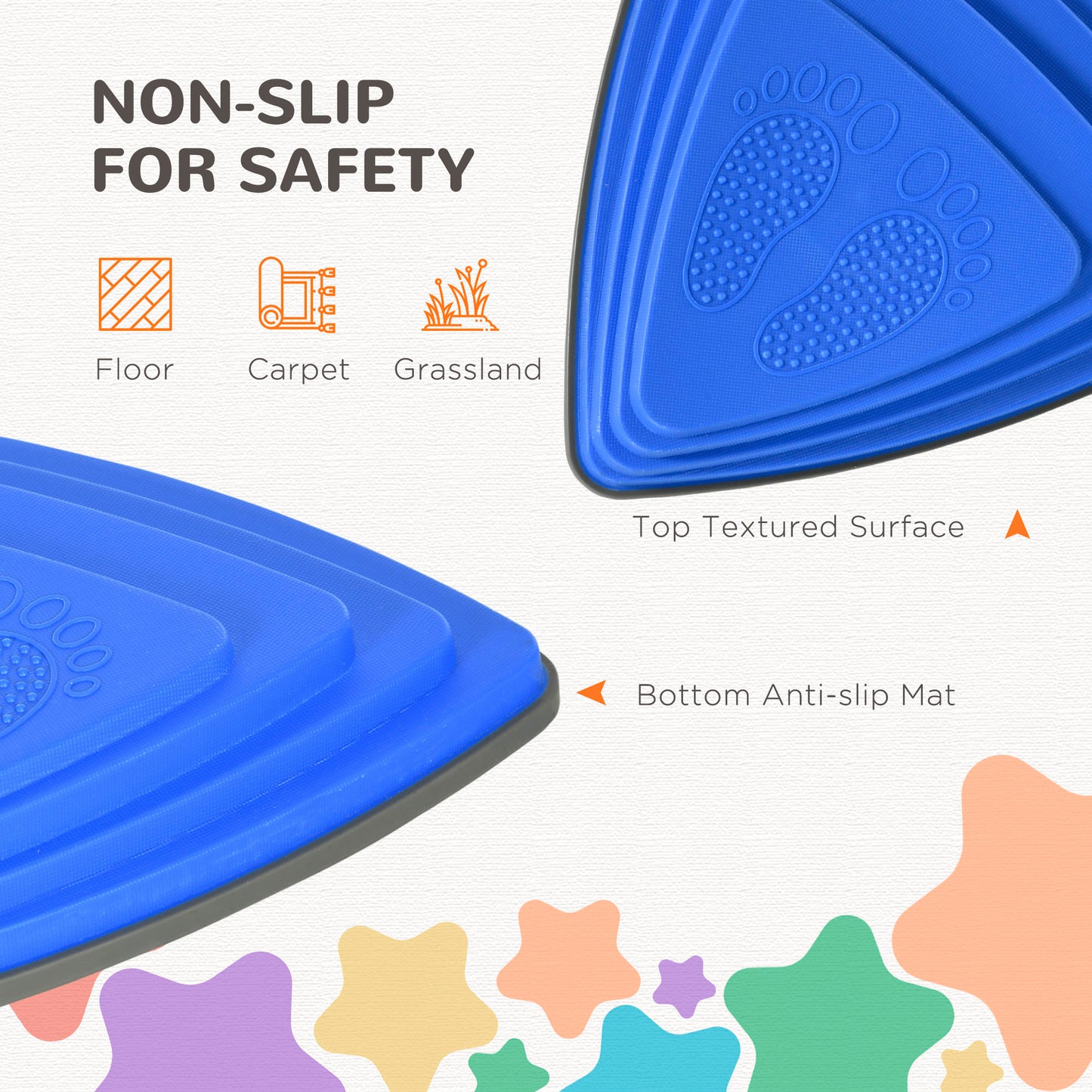 Outsunny 11PCs Larger Size Balance Stepping Stones for Kids with Non-slip Bottom, Stackable Obstacle Course Outdoor Indoor, Play River Rocks with Starfish Style
