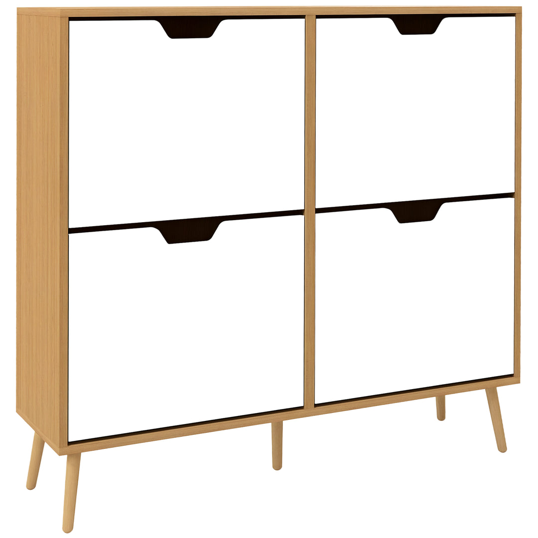 HOMCOM Shoe Storage Cabinet with 4 Flip Drawers and Adjustable Shelf, Shoe Cabinet for 8-16 Pairs of Shoes, Natural