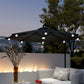 Outsunny 8.8FT Cantilever Patio Umbrella with Solar Powered LED Lights, Crank Handle, Cross Base for Outdoor Sun Shade, Grey