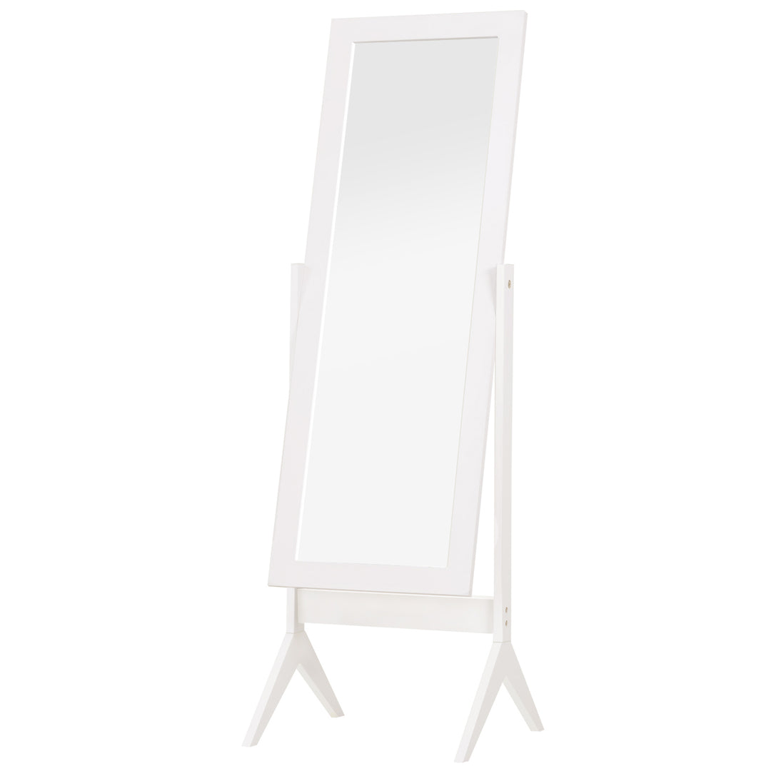 HOMCOM Full Length Mirror, Free Standing Full Body Mirror with Rectangular Frame, Adjustable Angle for Dressing Room, Bedroom, Living Room, White