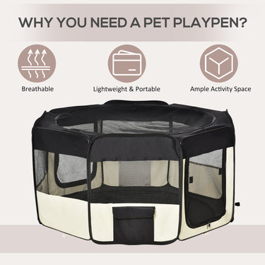 PawHut 49.2-inch Soft Pet Playpen Folding Dog Pen Outdoor with Bag