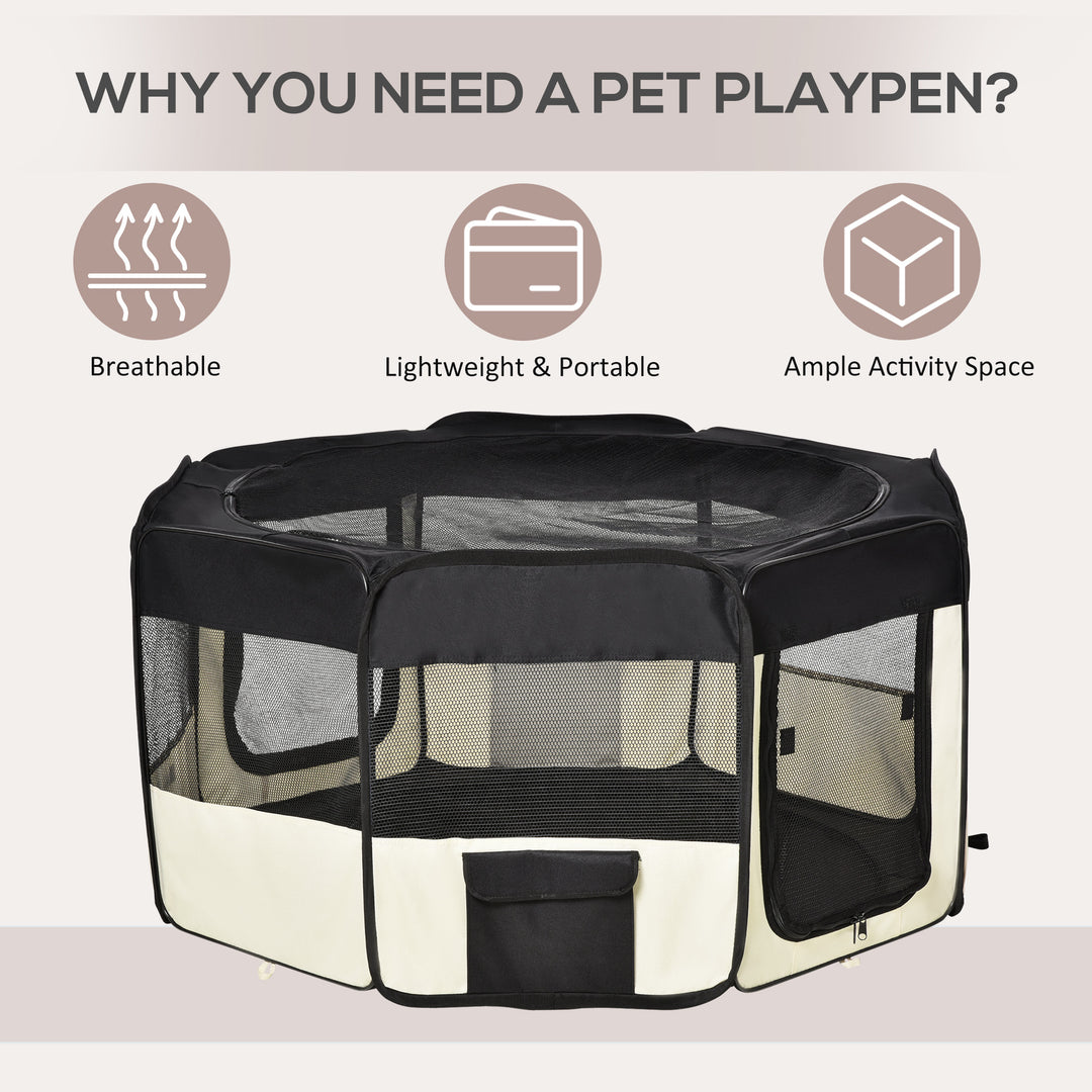 PawHut 49.2-inch Soft Pet Playpen Folding Dog Pen Outdoor with Bag