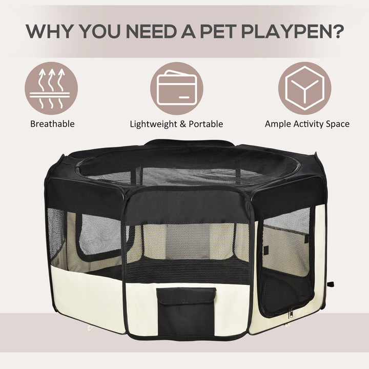 PawHut 49.2-inch Soft Pet Playpen Folding Dog Pen Outdoor with Bag