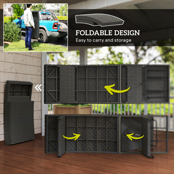 Outsunny Rattan Folding Outdoor Lounger Chair Recliner with 5-Level Adjustable Backrest, Wheels for Garden, Patio, Mixed Brown