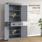 HOMCOM 72.5" Kitchen Pantry Cabinet, Freestanding Storage Cabinet with 4 Doors, Drawer and Adjustable Shelves, Black