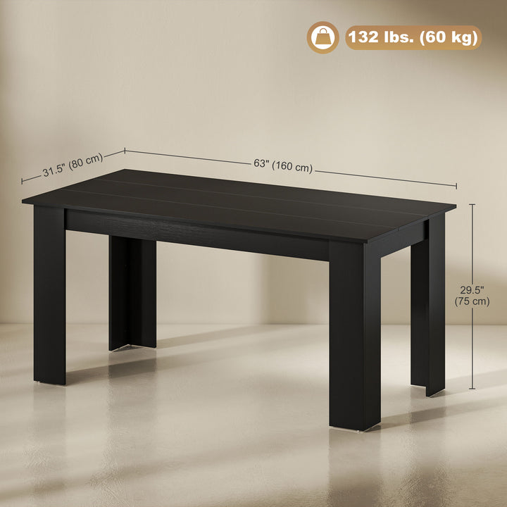 HOMCOM 63" Kitchen Table for 4-6 People, Dining Table with Wood Effect for Dining Room, Grey