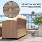 Outsunny 6 Pieces Patio Furniture Set, Outdoor Wicker Sofa Set, All Weather PE Rattan Conversation Furniture, with Strip Wood Grain Plastic Coffee Table & Cushions, Khaki