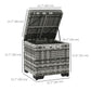 Outsunny Set of 2 Wicker Ottoman, Outdoor Footstool with Storage & Removable Cushions for Poolside, Patio, Deck, Grey
