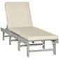 Outsunny Wooden Folding Chaise Lounge, Outdoor Chaise Lounge Chair, Garden Reclining Tanning Chair with 4 Adjustable Back Soft Cushions, White