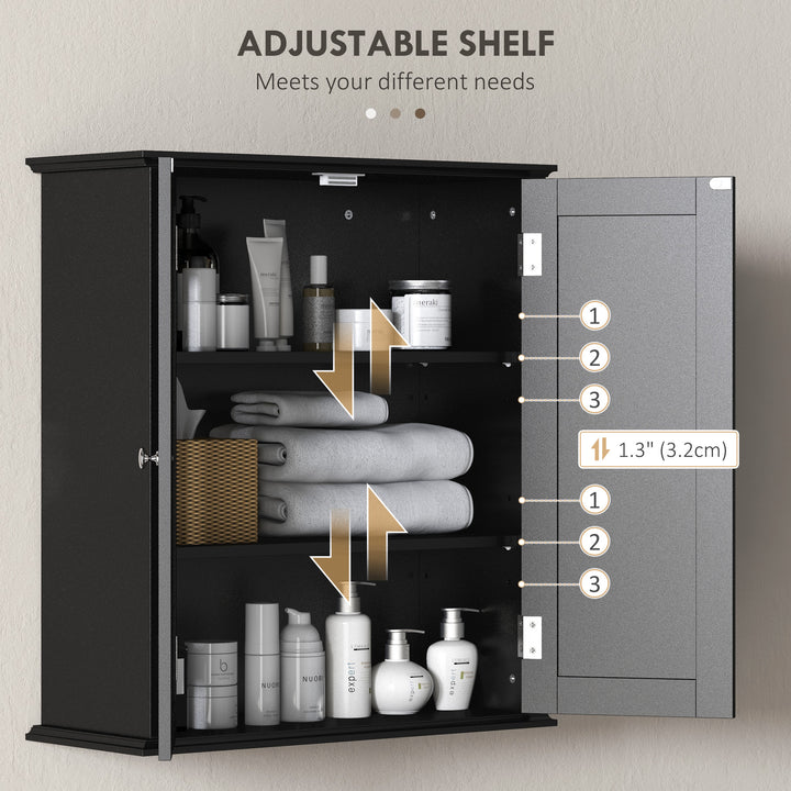 HOMCOM Bathroom Medicine Cabinet, Wall Cabinet with 2 Doors and Adjustable Shelf, Space Saver Over Toilet Cabinet