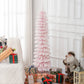 HOMCOM 5ft Snow-Flocked Artificial Christmas Tree, Slim Pencil Xmas Tree with 301 Realistic Branches, Metal Base, Pink