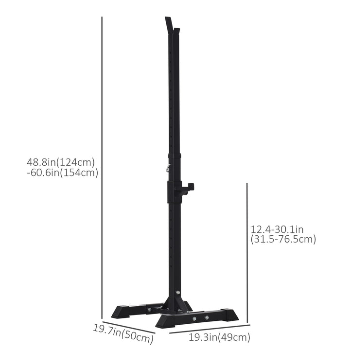 Soozier Adjustable Barbell Rack Stable Power Squat Stand Portable 2 Bars Barbell Holder Weight Rack, Black and White