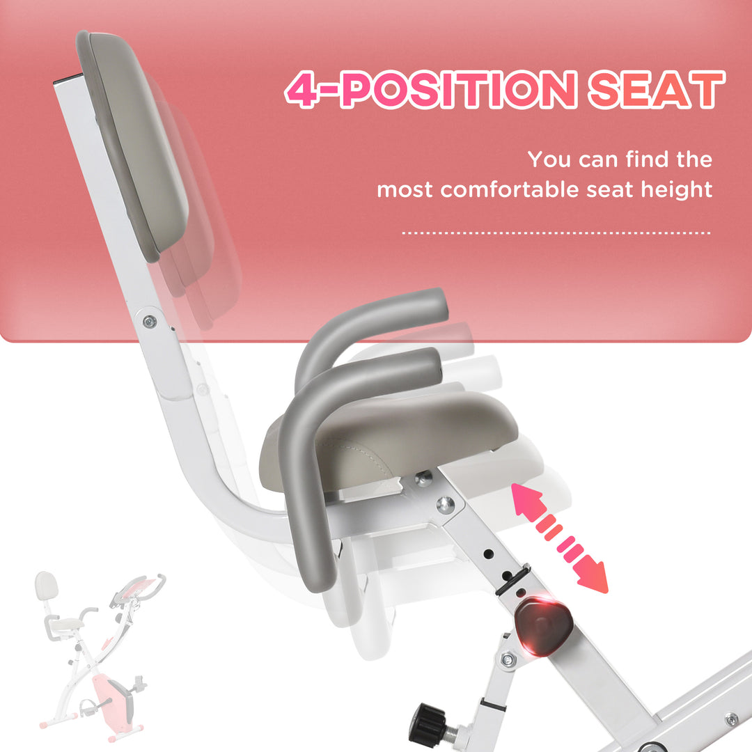 Soozier 3 in 1 Folding Exercise Bike, Foldable Stationary Bike with 8-Level Magnetic Resistance, Adjustable Seat, Black