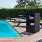 Outsunny Outdoor Storage Cabinet, Patio Storage Box Rack Rattan Wicker Pool Towel Valet Organizer Poolside Garden Lawn Bathroom Furniture Shelf w/ Shelf Drawer, Dark Brown