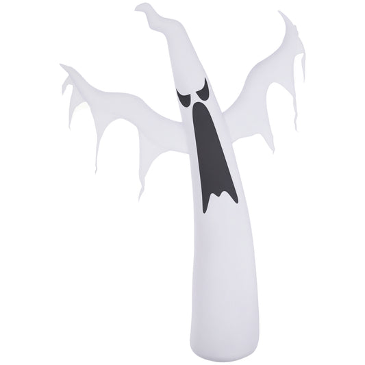 HOMCOM 6FT Tall Halloween Inflatable White Ghost, Outdoor Blow Up Yard Decoration with LED Lights for Garden, Lawn, Party, Holiday