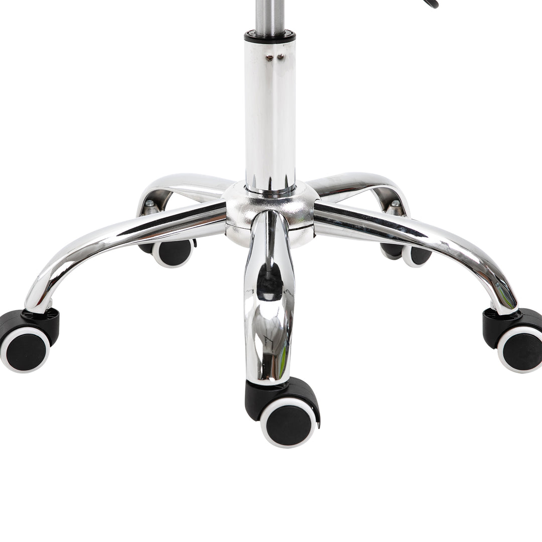 HOMCOM Cosmetic Stool 360° Rotate Height Adjustable Salon Massage Spa Chair Hydraulic Rolling Faux Leather Saddle Stool Mobility, Cream White